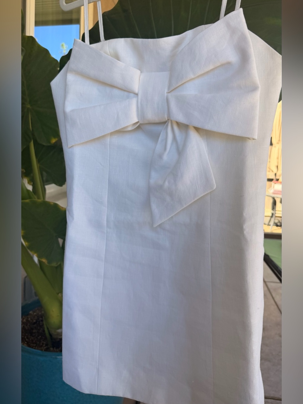 The Femm Mason Bow Mini Dress White Size L NWT